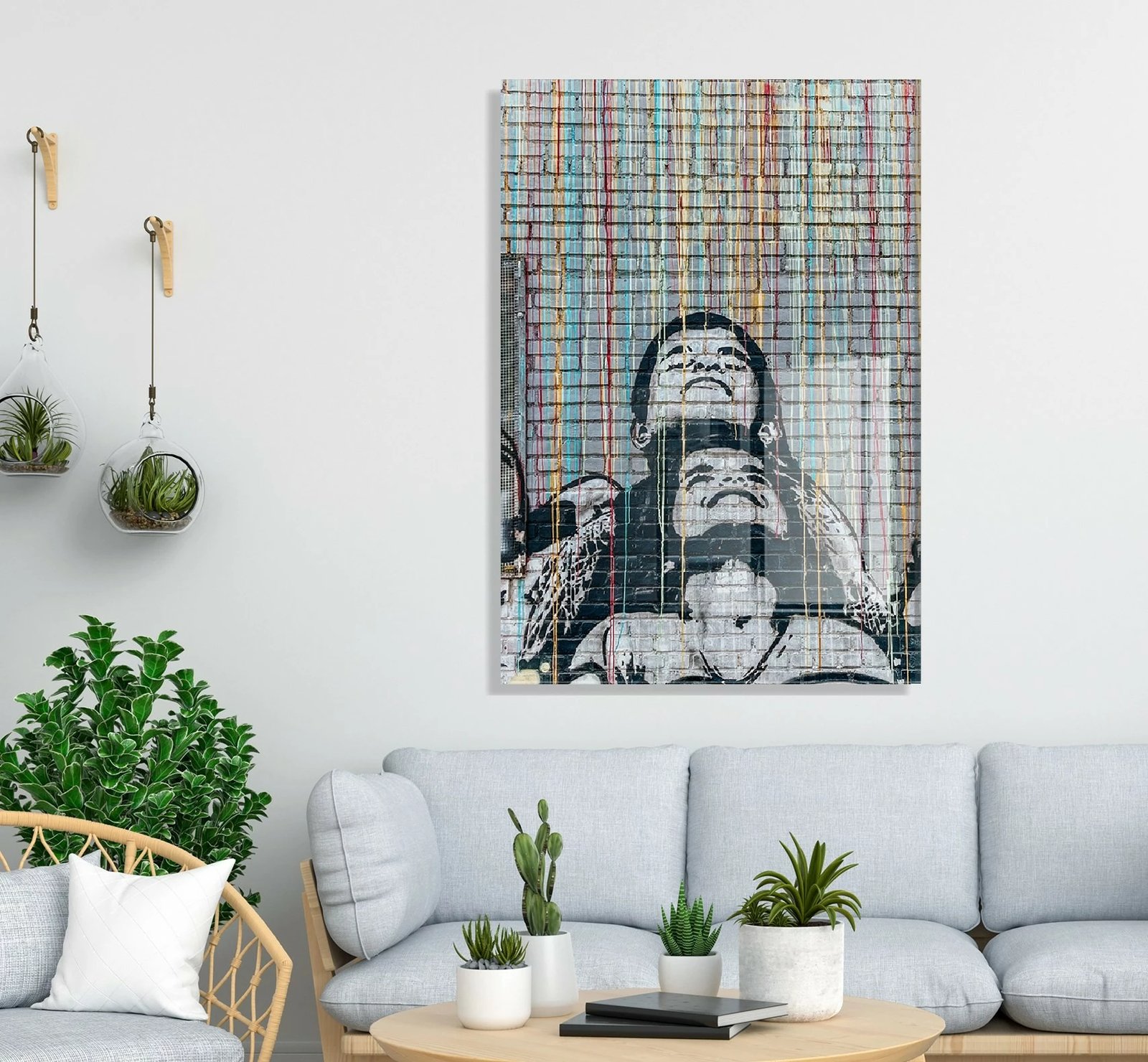 Pikturë dekorative prej xhami të temperuar, Banksy, shumëngjyrëshe, 45x65cm