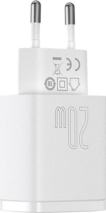 Karikues i shpejtë Baseus Compact, 20W, 2 porta USB-A/USB-C, i bardhë
