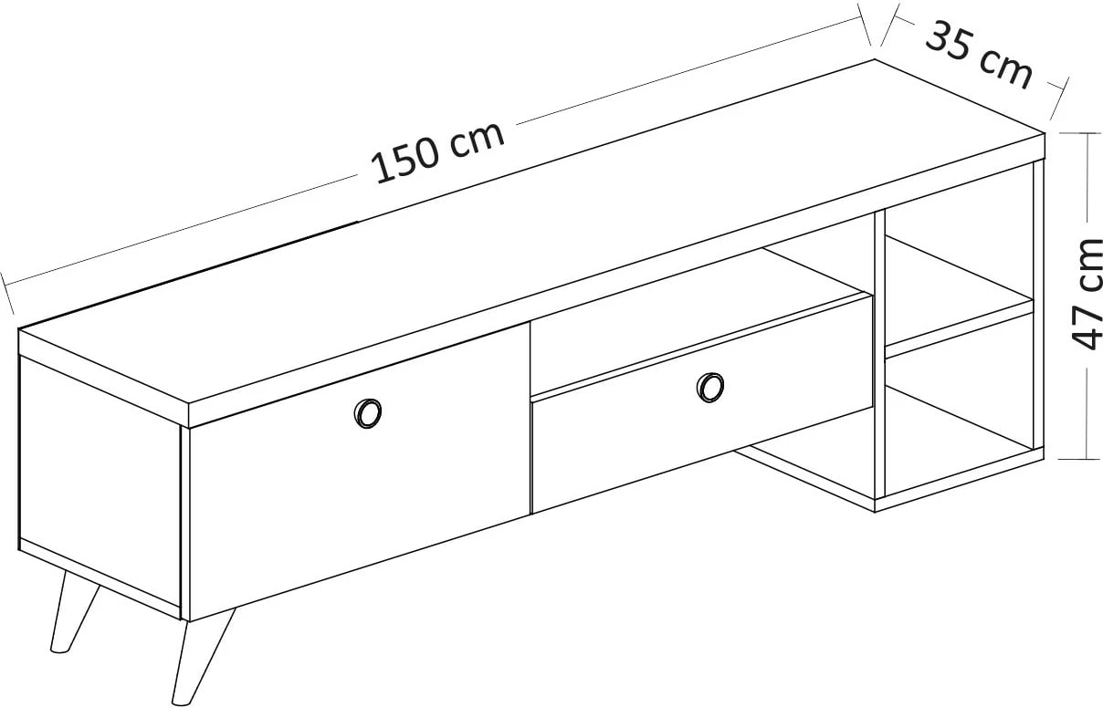 Komodë TV Parion, ngjyrë e zezë dhe lis, Hanah Home