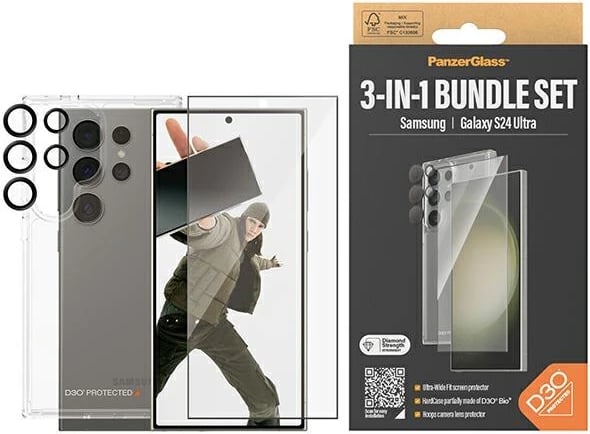 Mbështjellës PanzerGlass 3-në-1 për Samsung Galaxy S24 Ultra, Transparent