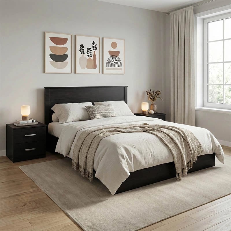 Set dhome gjumi Athos, wenge, krevat 140x200cm, set 3 pjesë