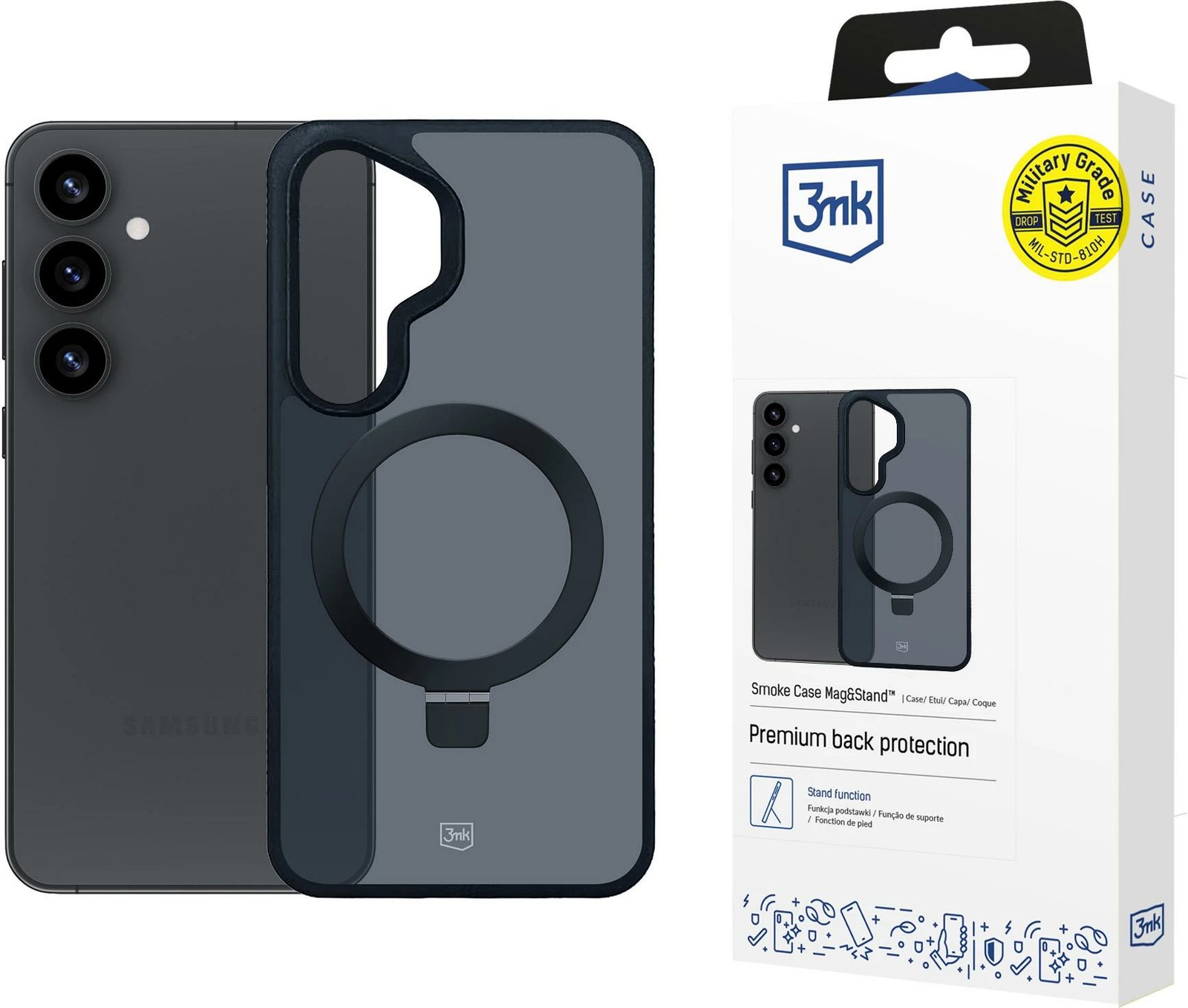 Mbështjellës 3mk Smoke Case Mag&Stand për Samsung Galaxy S25+, i zi