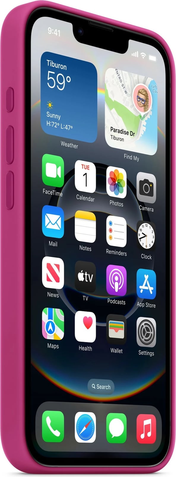 Mbështjellës Apple iPhone 16e, silikon, 6.1", fuchsia