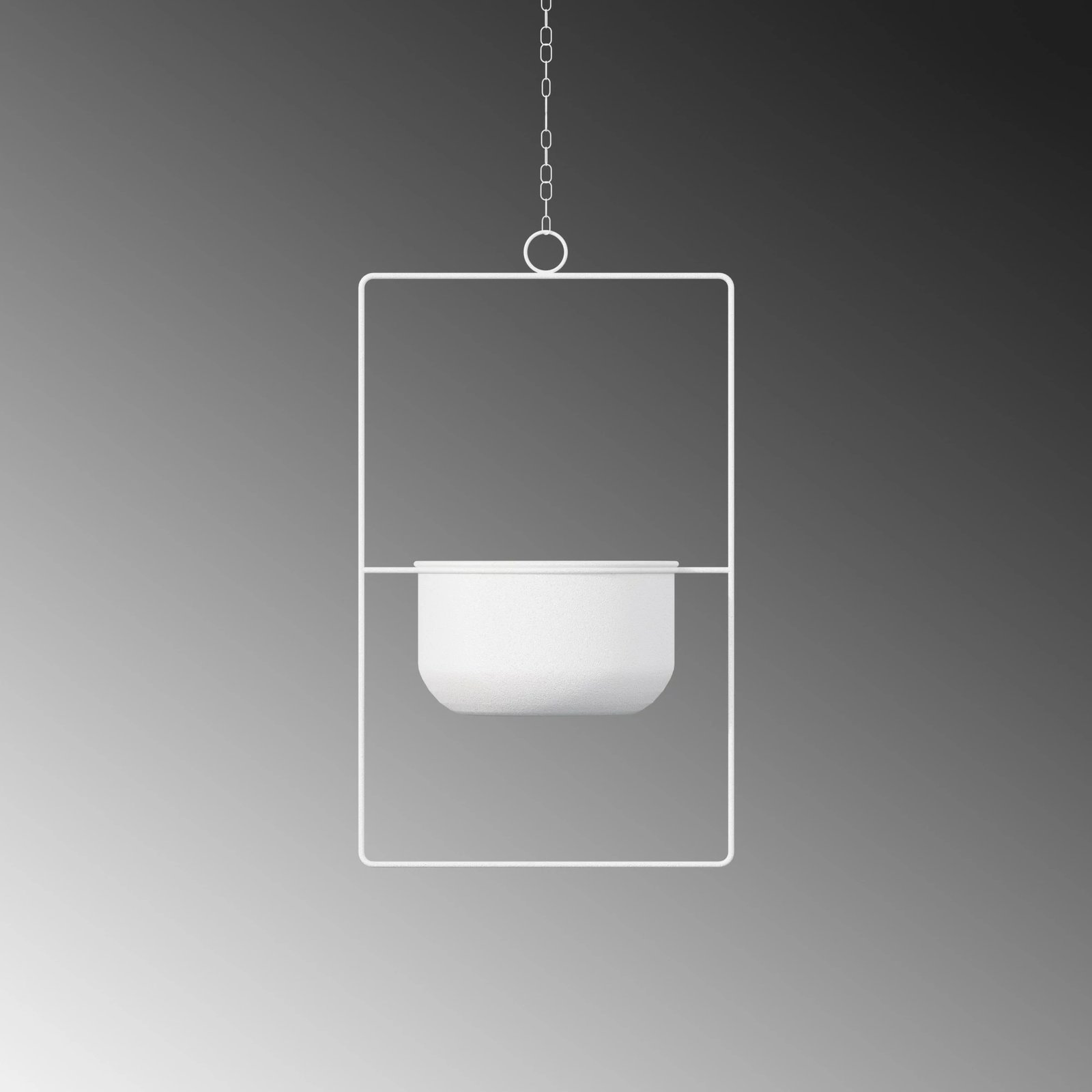 Vazo dekorative, metalike, e bardhë, Aberto Design, për parapet