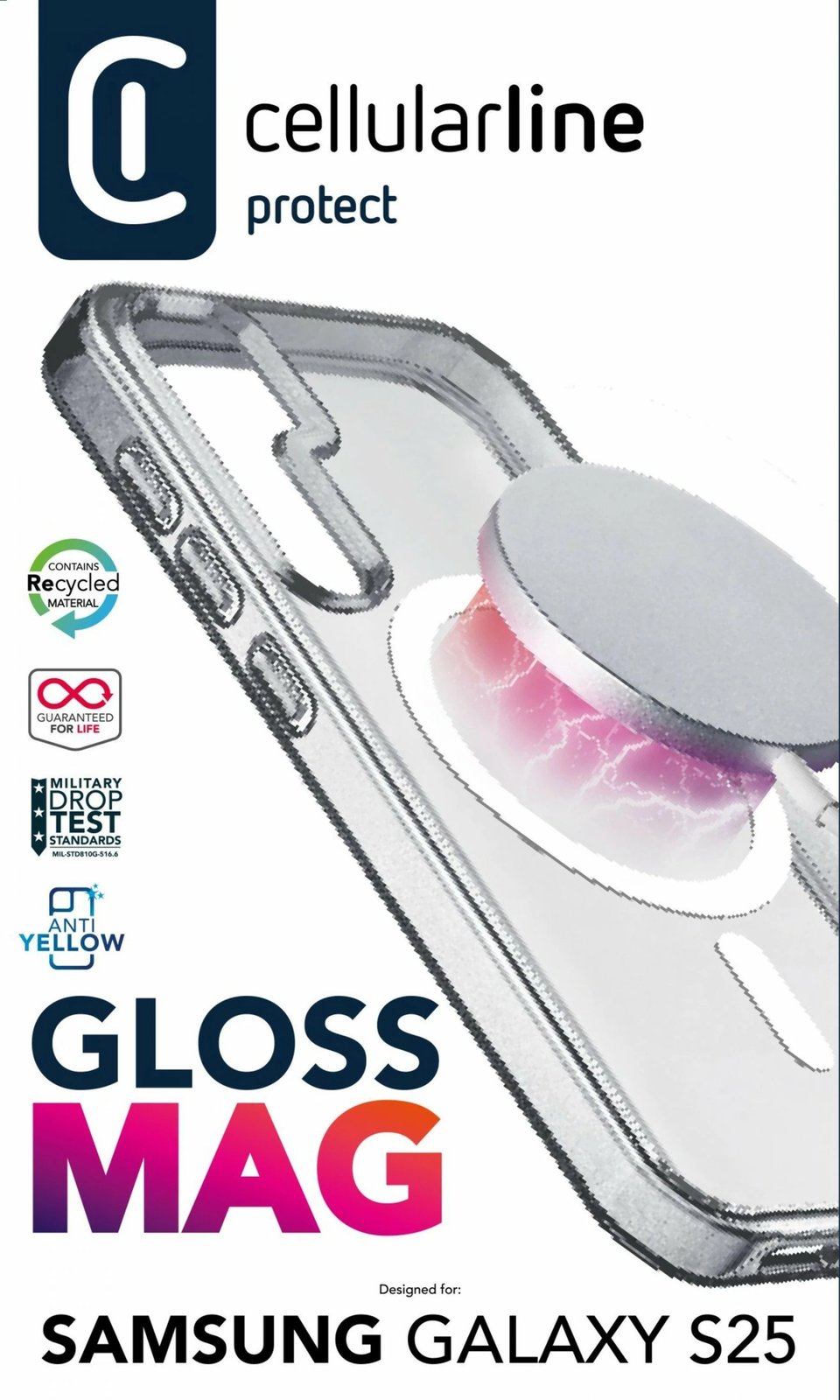 Mbështjellës Cellular Line për Samsung Galaxy S25, transparent
