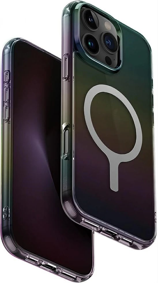 Mbështjellës UNIQ Iridescia Magclick Charging për iPhone 16 Pro Max, i zi