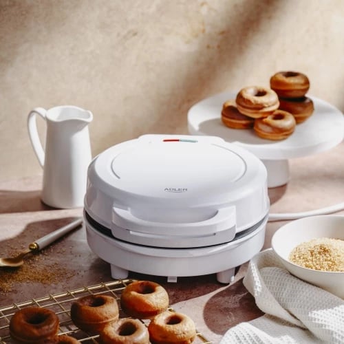 Aparat donutash Adler AD 3075, 7 donutë, diametër 5 cm, 1000W, e bardhë