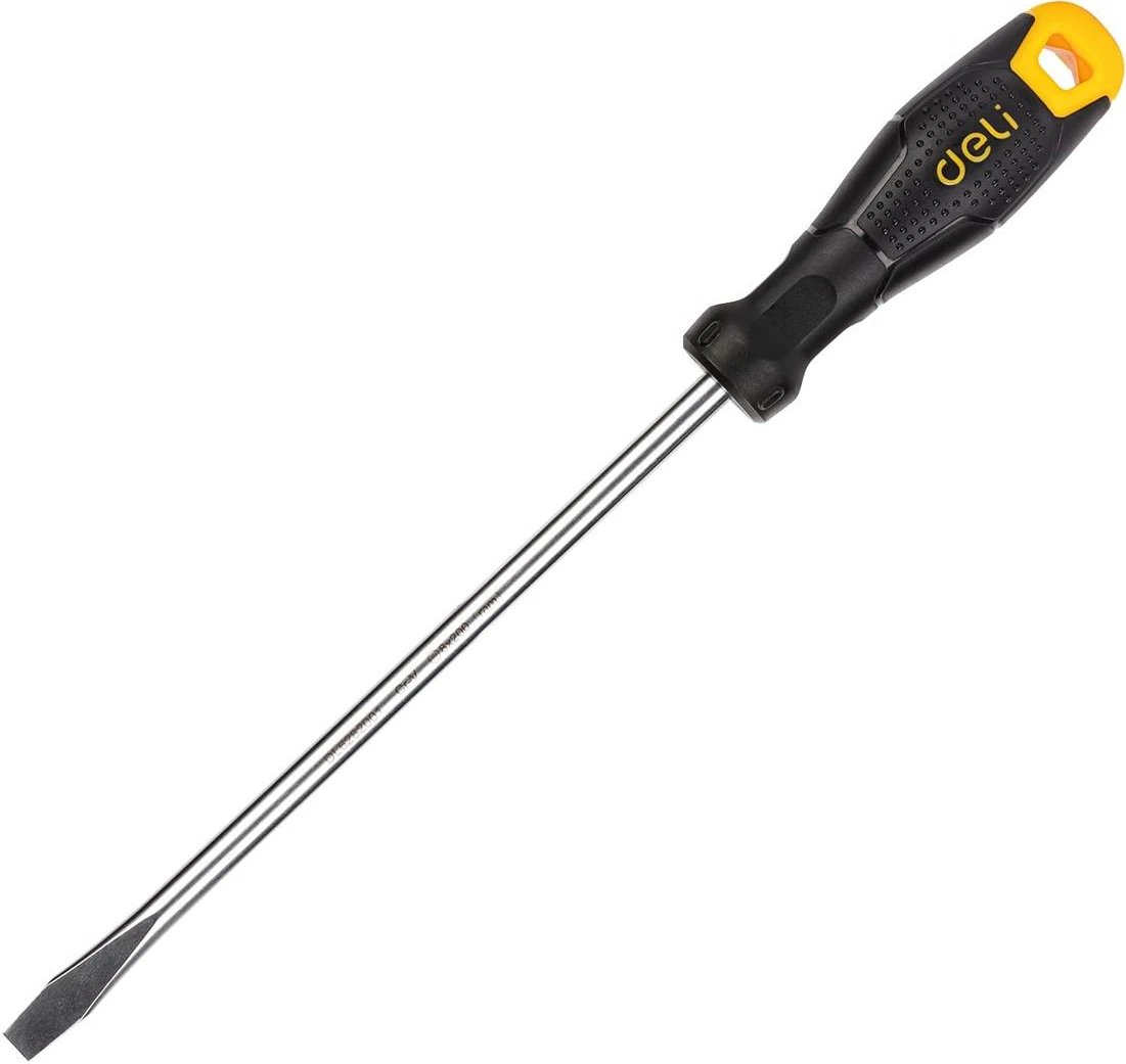 Kaçavidë me majë të sheshtë, Deli Tools, EDL6282001, 8x200mm, çelik CR-V, dorezë PP, e zezë