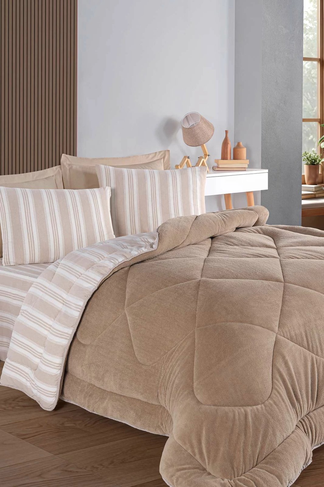 Set gjumi dopio L'essentiel, Soft Line, bezhë