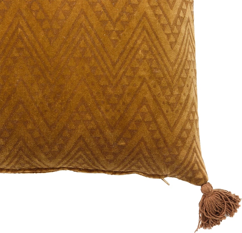 Jastëk dekorativ Sundial B, kadife pambuku, karamel, 50x50cm