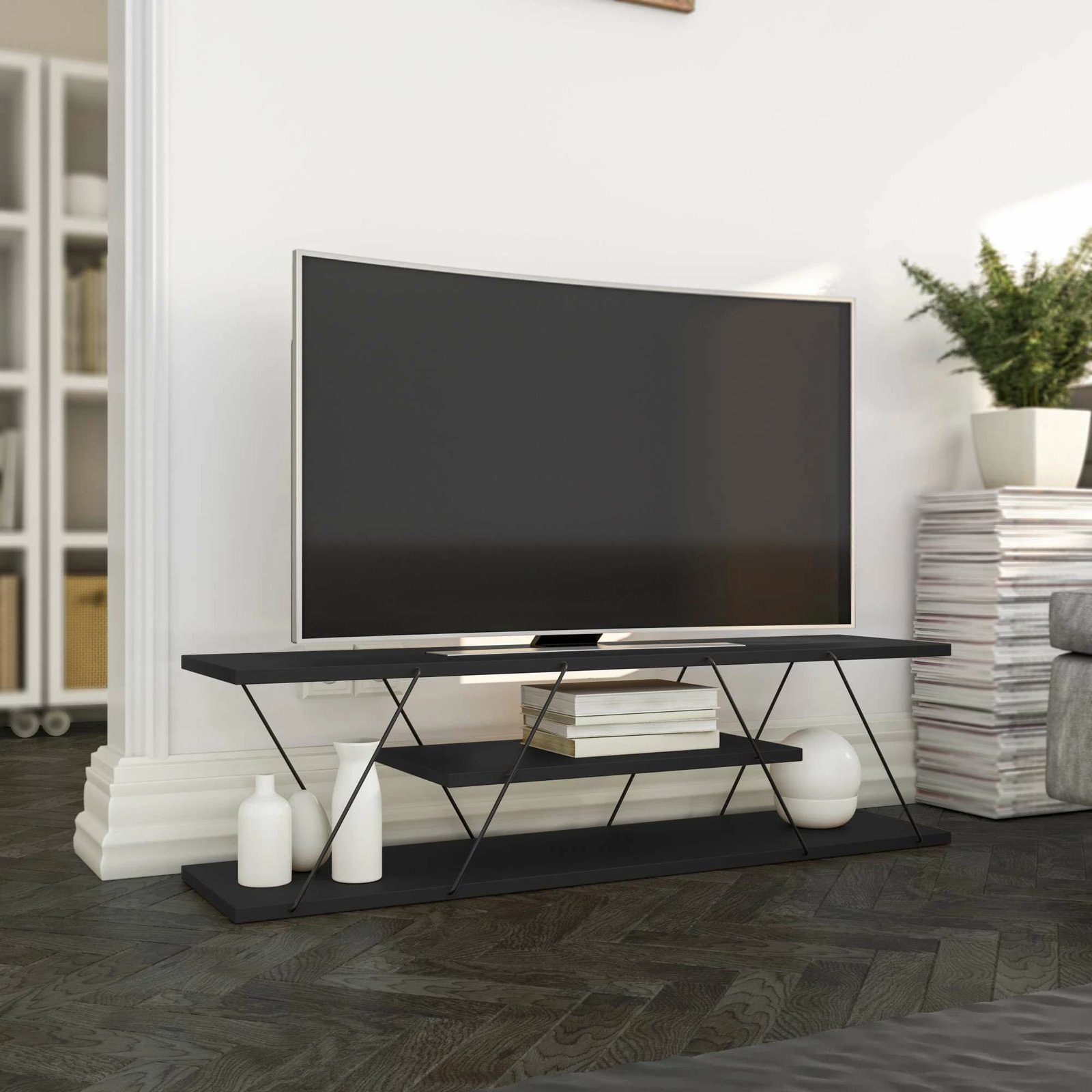 Komodë TV Hanah Home Canaz v2, antracit, gri