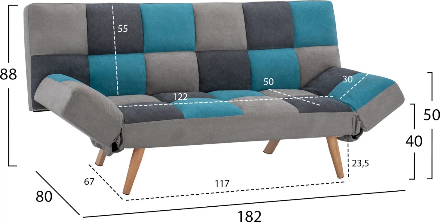 Sofa krevat shumëngjyrësh 3 vendesh FH3167.11 182x80x88cm