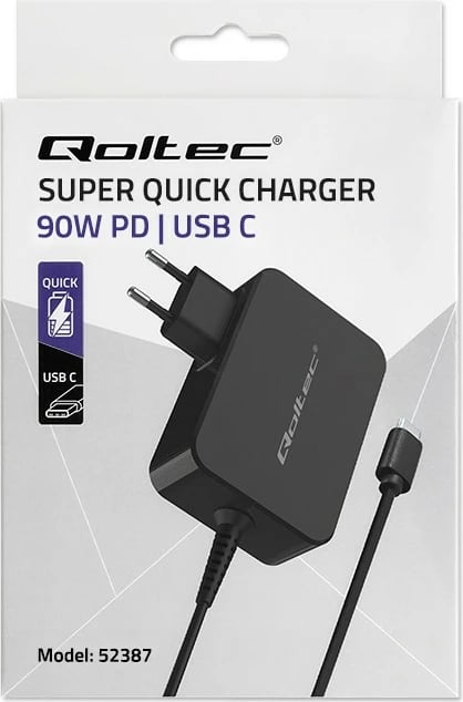 Karikues muri Qoltec GaN Power Pro 52387, 90W, 1x USB-C, i zi