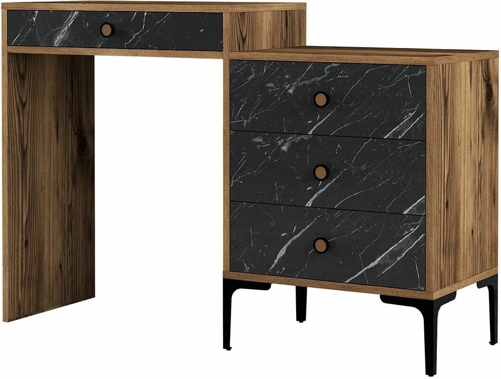 Tavolinë grimi Skye Decor, Lizbon 555, ngjyrë arre dhe e zezë