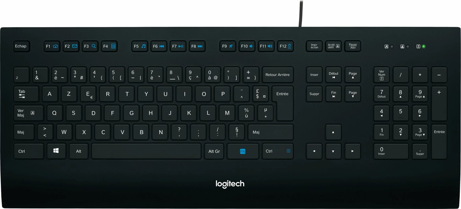 Tastierë Logitech K280e, full-size, me kabllo USB, AZERTY, e zezë