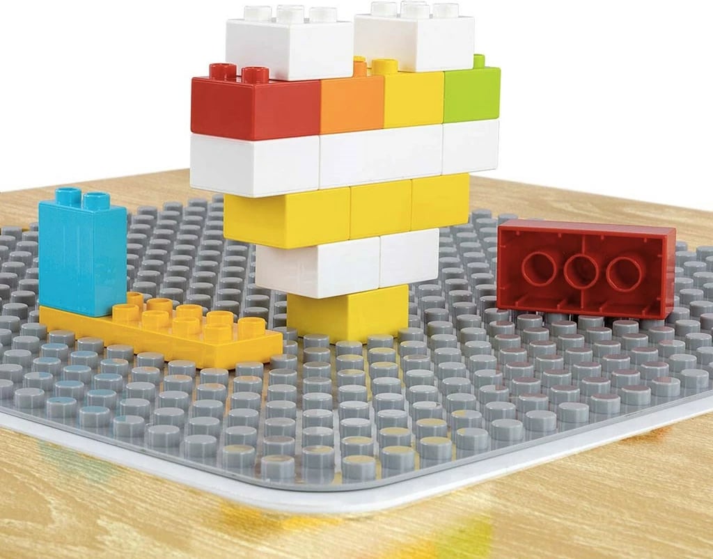 Set tavolinë + 2 karrige fëmijësh, Milly Mally Olaf Blocks, sipërfaqe e kthyeshme me dërrasë shkumësi dhe hapësirë ruajtjeje, MDF, 2–5 vjeç, e bardhë