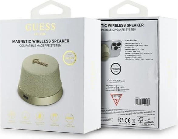 Altoparlant Bluetooth, Guess, GUE003651-0, 3W TWS, 1200mAh, Bluetooth 5.3, montim MagSafe, ari