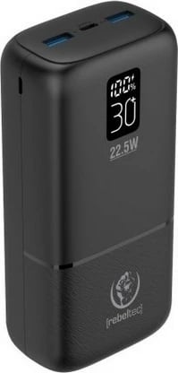 Powerbank Rebeltec P30 LCDPD, 30000mAh, 22.5W, e zezë