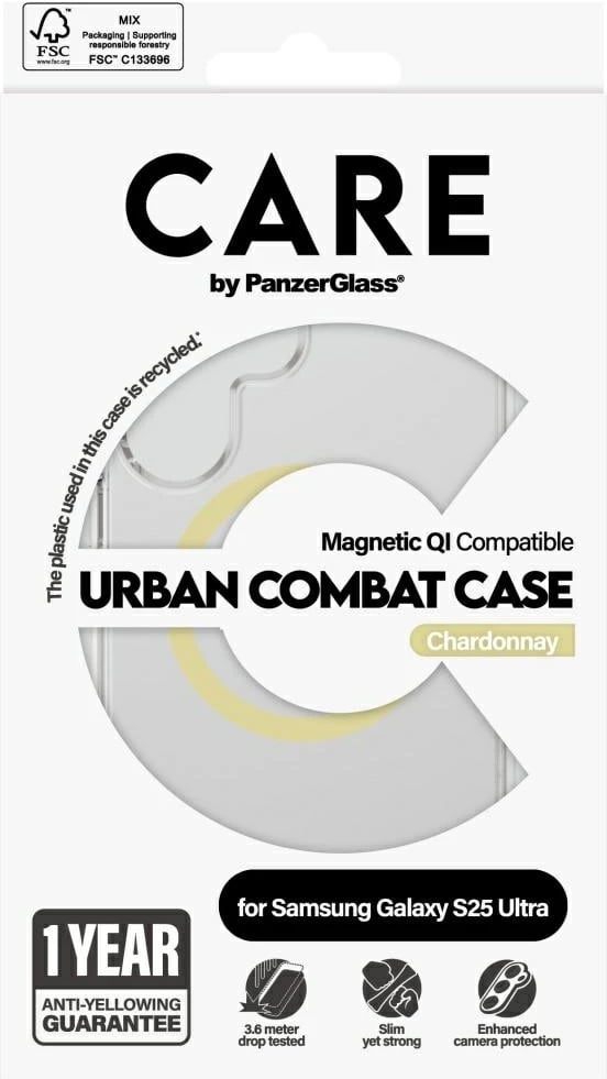 Mbështjellës PanzerGlass CARE Urban Combat Chardonnay për Samsung Galaxy S25 Ultra, Transparent