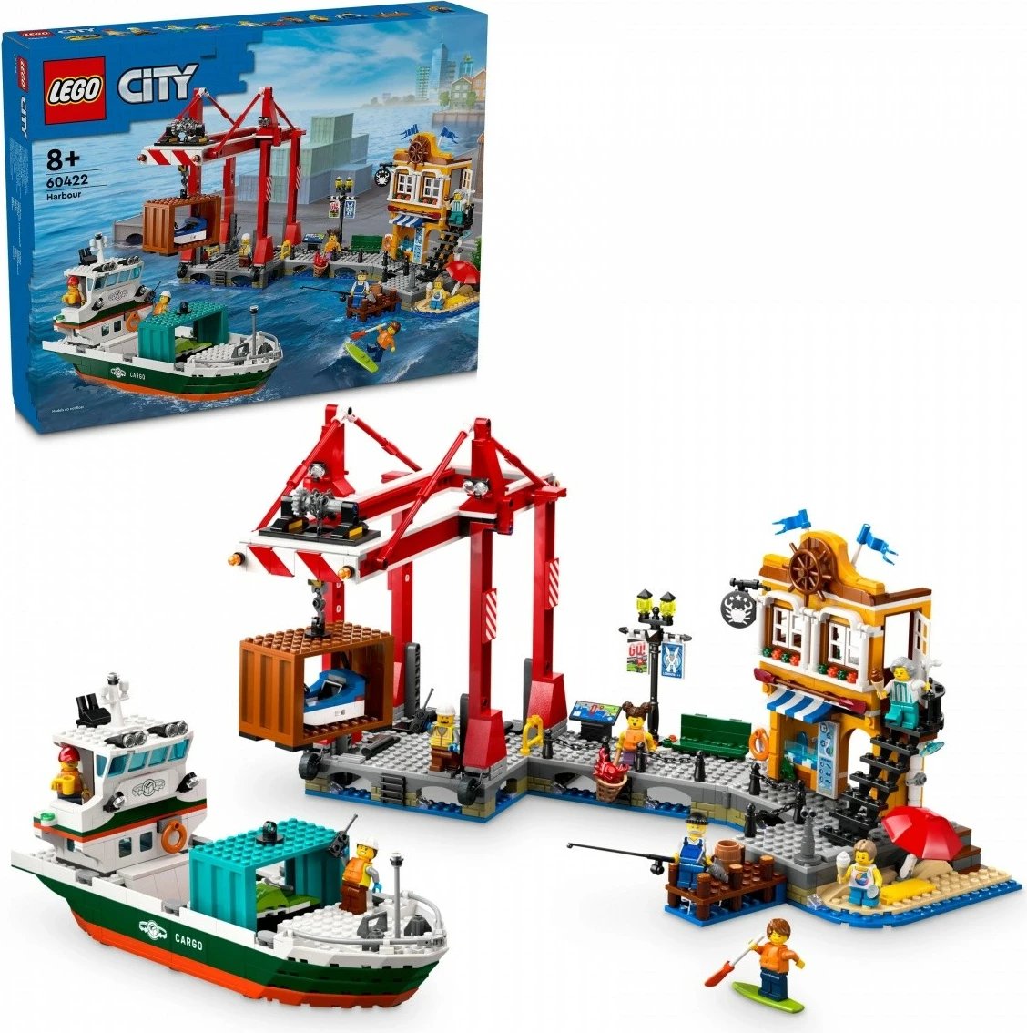 Set LEGO City Seaside Port me anije mallrash 60422, plastikë, 1226 pjesë, për fëmijë 8+