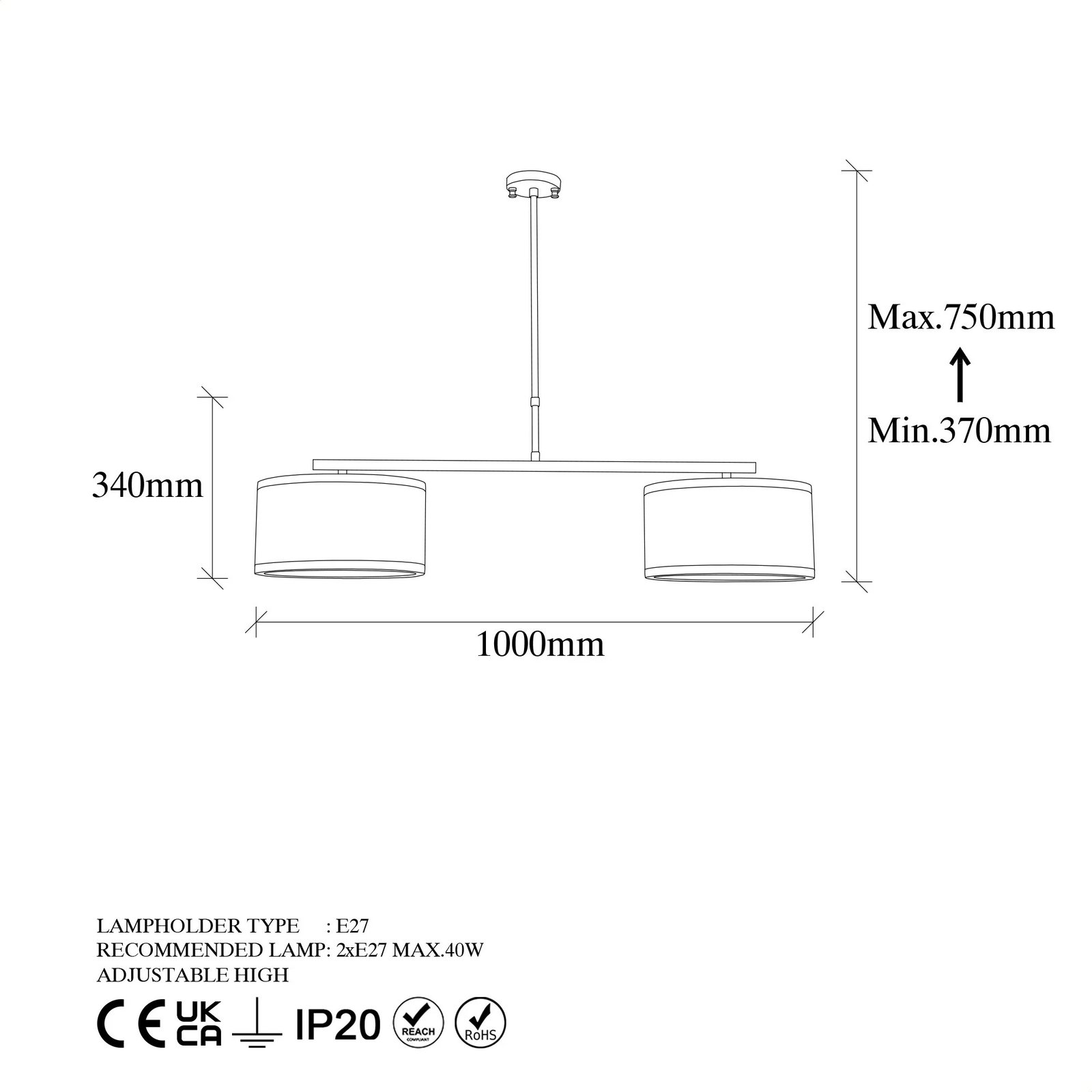 Llambë tavani Opviq Way - 11620, ngjyrë vintage, lartësi e rregullueshme