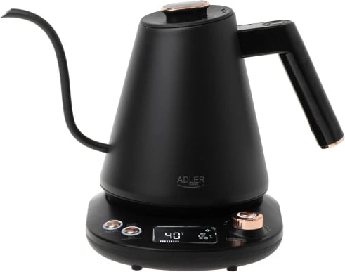 Çajnik elektrik Adler AD 1349 1.0L gooseneck me rregullim temperature, display LED, mbajtje nxehtësie, zi-ari
