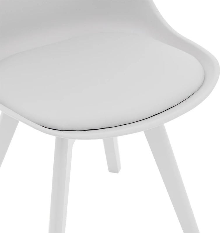 Karrige Gaston PP-PU, këmbë druri, e bardhë