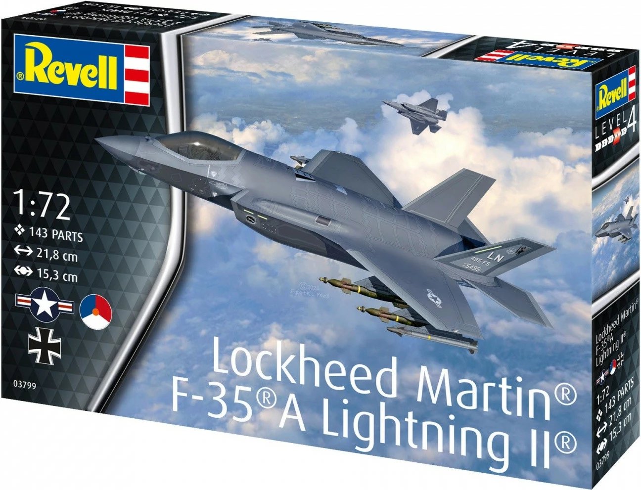 Model plastik aeroplani Revell Lockheed Martin F-35A Lightning II 1:72, 143 pjesë, Gri