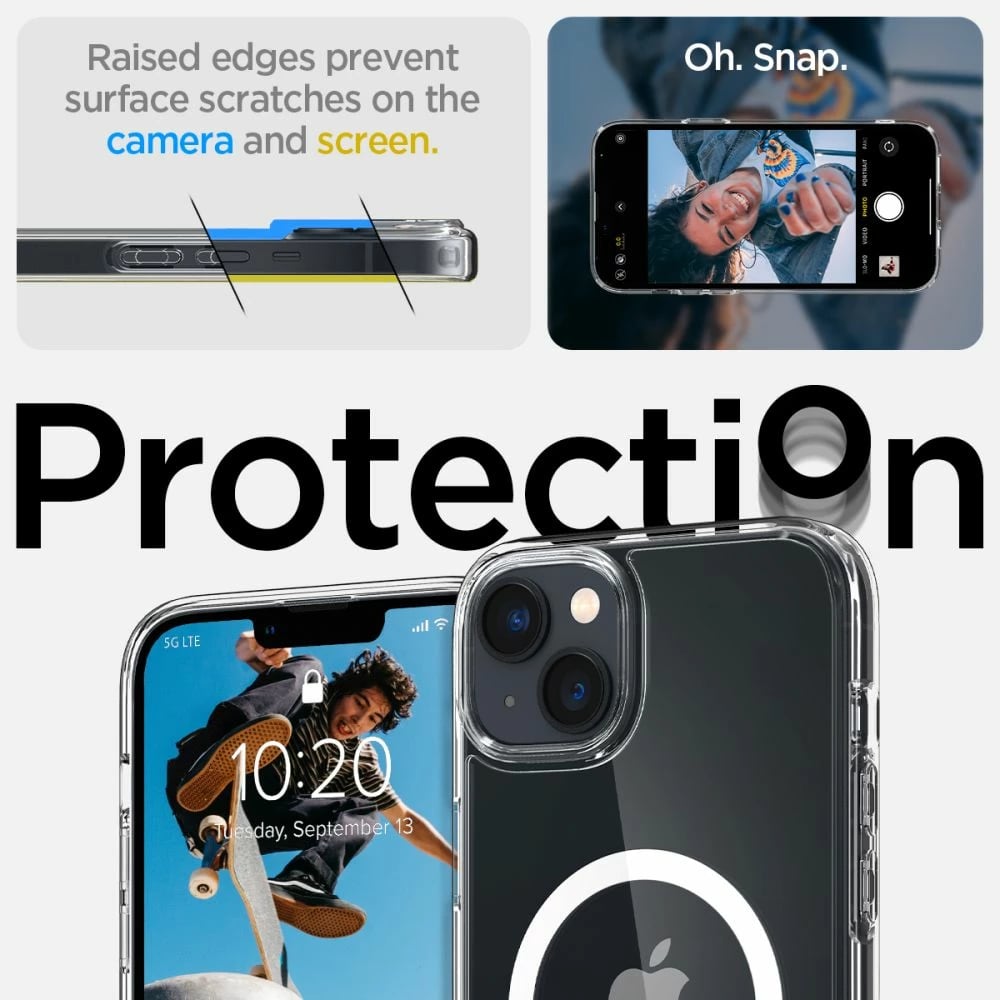 Mbështjellës Spigen Ultra Hybrid Mag për iPhone 14, Transparent/Bardhë