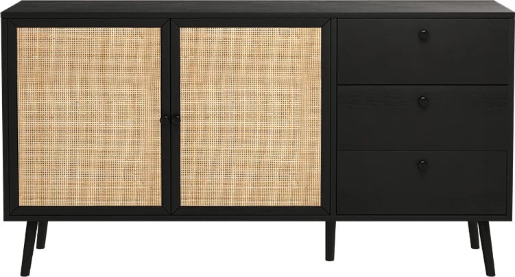 Bufe Oslo, ngjyrë zezë-natyrale, 150x39x79cm