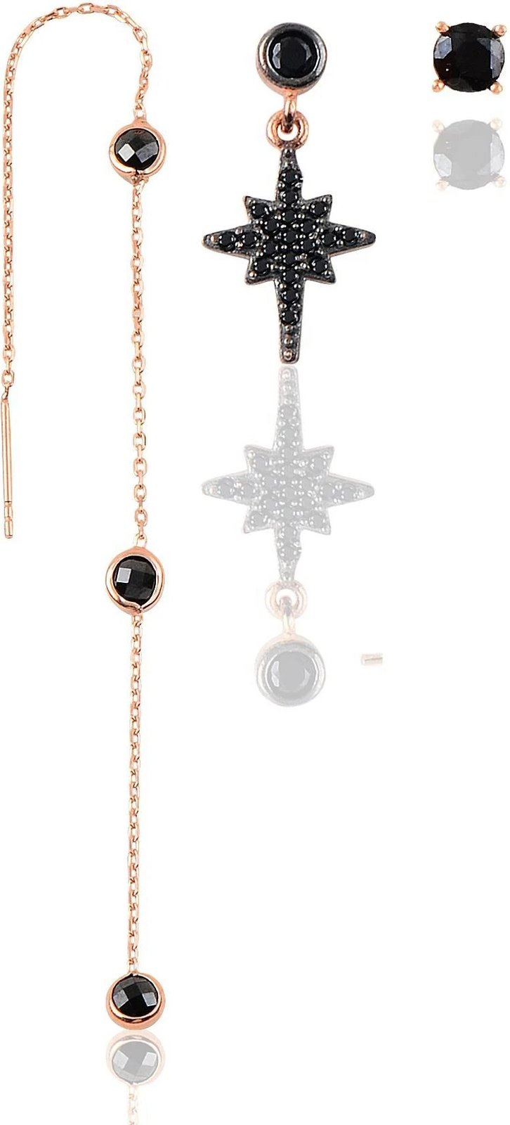 Set vathësh argjendi, ngjyrë rozë e zezë, Jumeon, 11383SIYAH