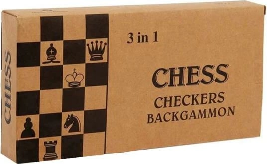 Lojë tavoline 3 në 1 NEXT, Backgammon-Shah-Dama, 39x39cm, Druri