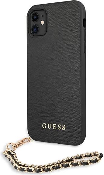 Mbështjellës Guess Saffiano Chain për iPhone 11/Xr 6.1", i zi Mbështjellës Guess Saffiano Chain për iPhone 11/Xr 6.1", i zi