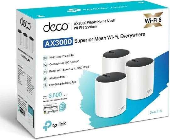 Router mesh TP-Link AX3000, i bardhë, Wi-Fi 6, Dual-band