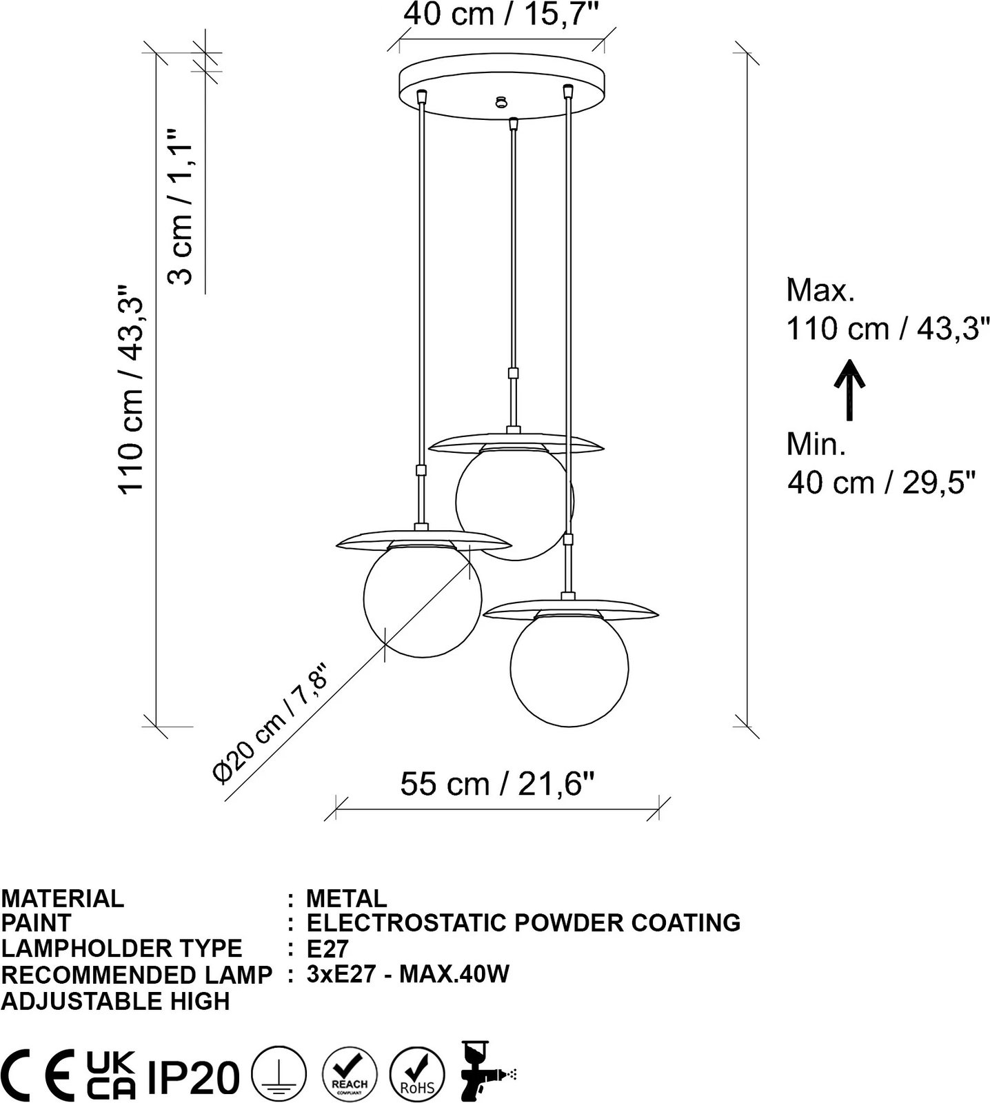 Llambë tavani Opviq, Anemon - 13832, ngjyrë e zezë
