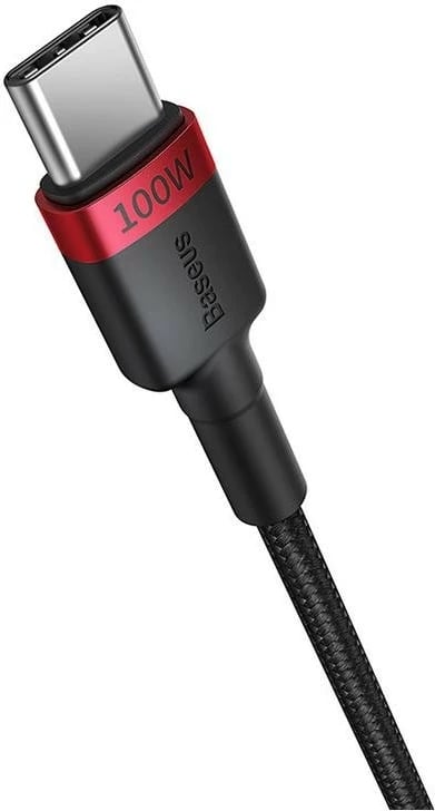Kabllo Baseus Cafule USB-C - USB-C 100W, 2m, 2 copë, kuq-e-zi, gri-e-zi