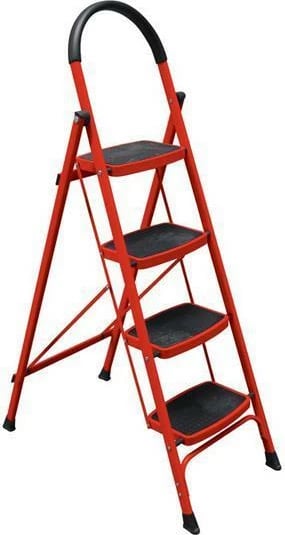 Shkallë hekuri NEXT 35170, 4 hapa, e palosshme, e kuqe