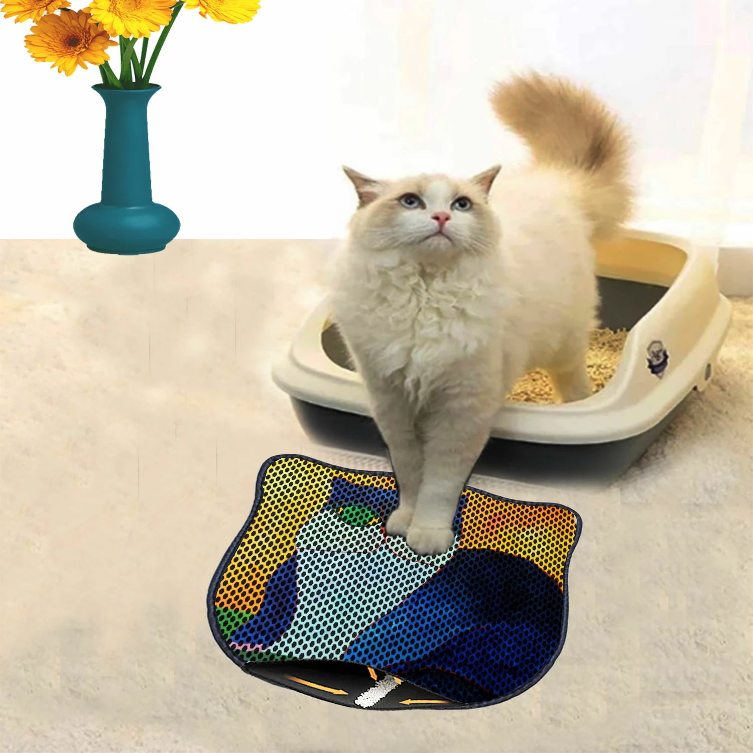 Tapet për rërë maceje, shumëngjyrësh, Paws & Whiskers, Kdkafa0113, 40x50cm