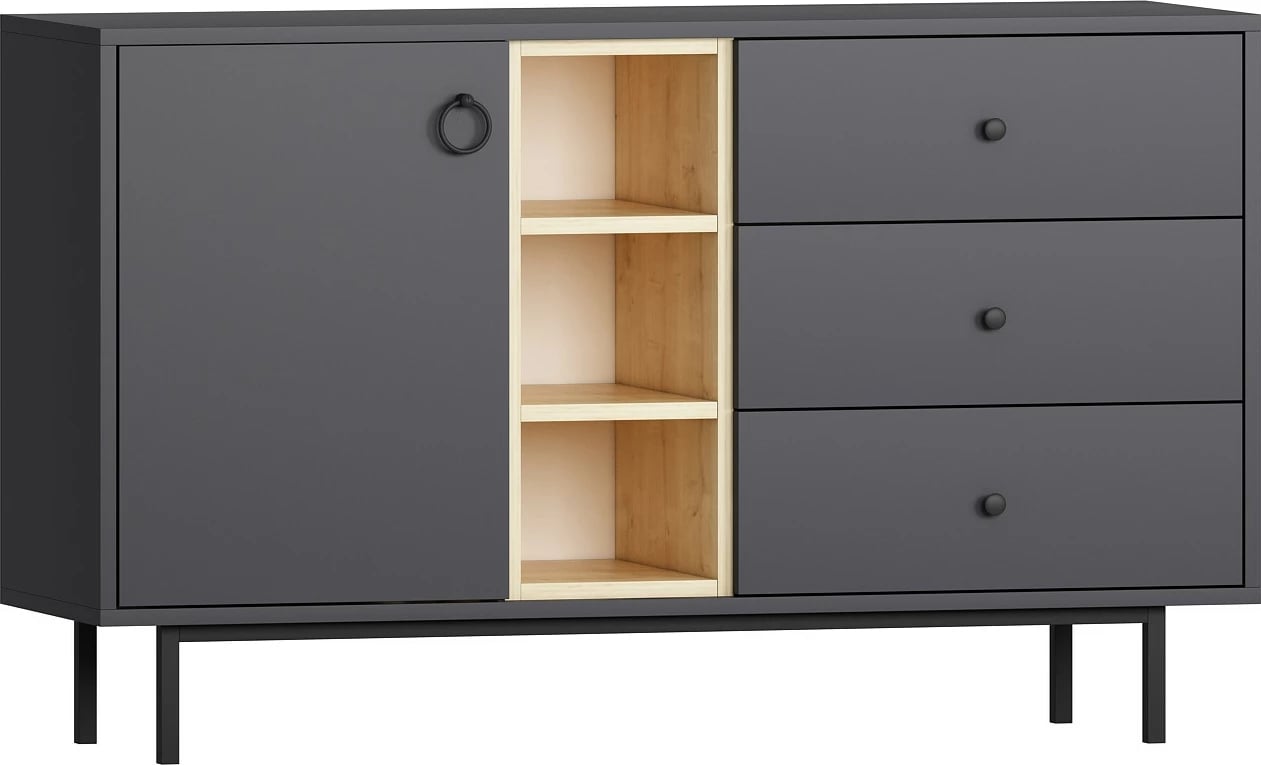 Konsol industrial Hanah Home, ngjyrë natyrale-antracit