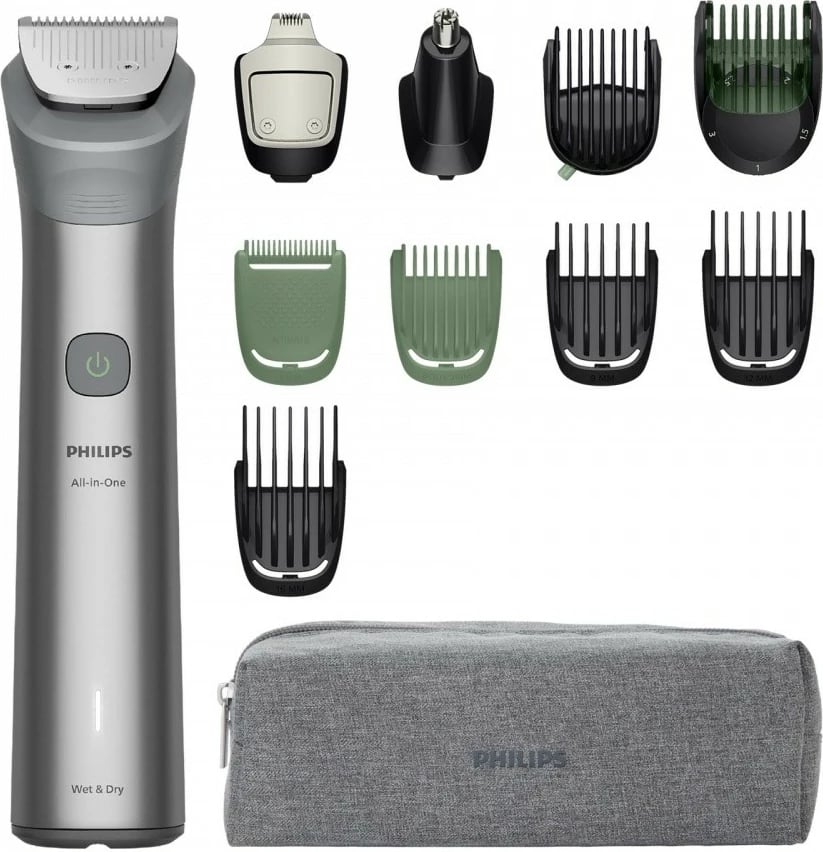 Trymer, Philips, MG5941/15 All‑in‑One 5000, 11 në 1, 0.5–16 mm, 120 min, Wet & Dry, gri