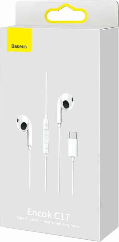 Kufje Baseus Encok C17 me mikrofon, USB-C, të bardha