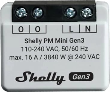 Kontroller Shelly PM Mini Gen3, WiFi, Bluetooth, plastikë, bardhë
