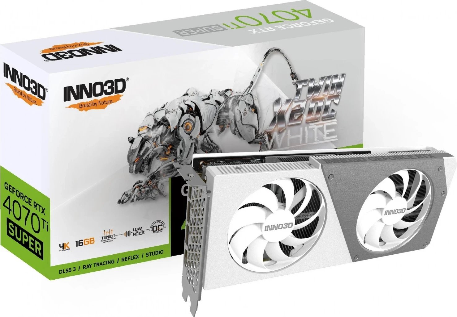 Kartë Grafike Inno3D GeForce RTX 4070 Ti SUPER Twin X2 OC E BARDHË 16GB GDDR6X DLSS 3