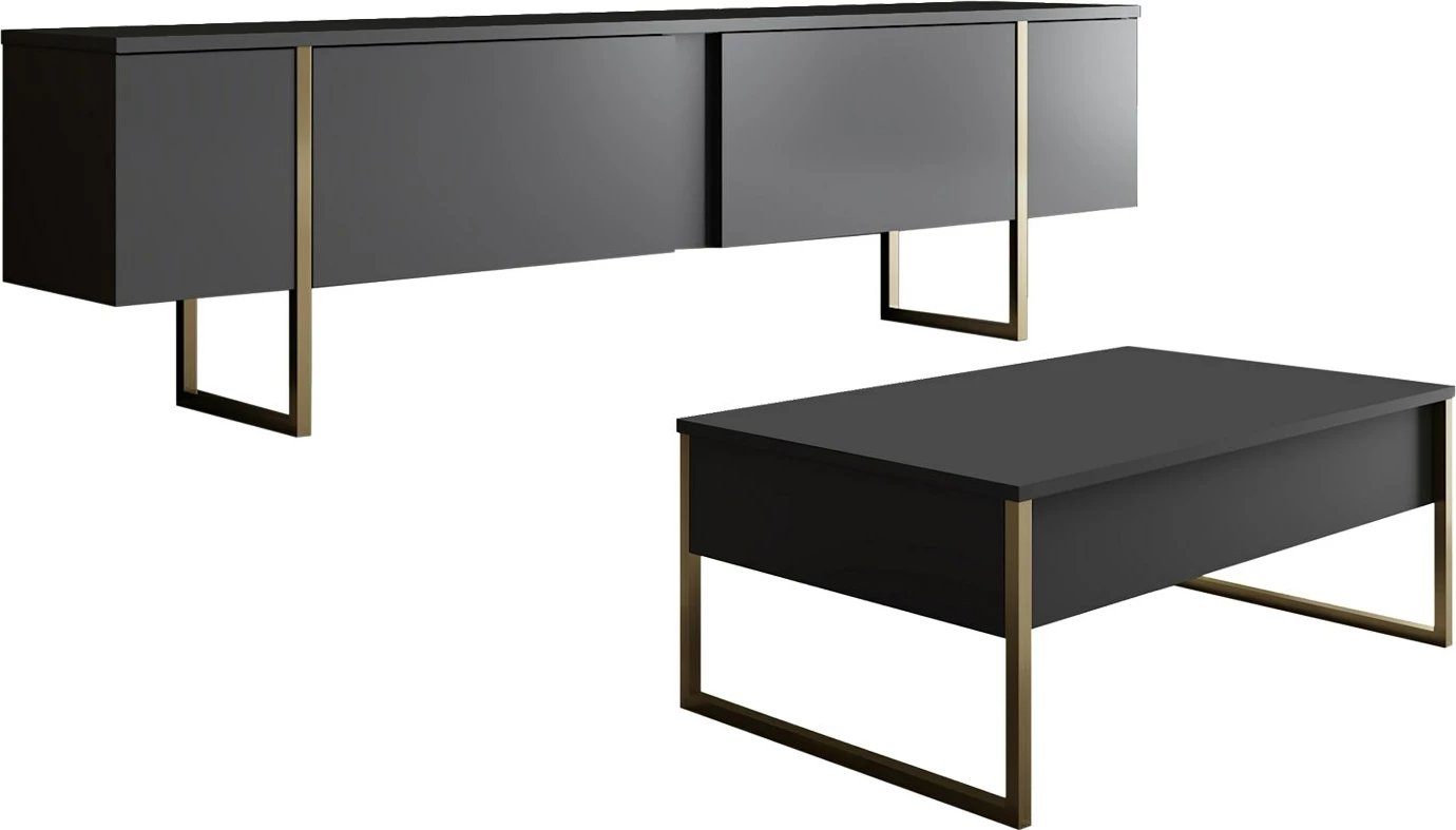 Set mobiljesh për dhomë dite, Luxe, antracit dhe ari