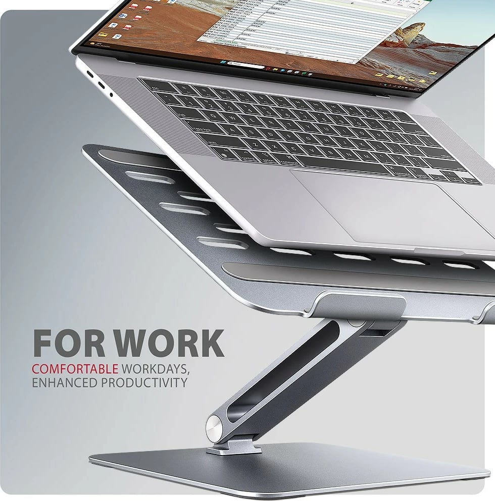 Mbajtëse alumini për laptop AXAGON STND-LQ, 10-16 inç, e rregullueshme, Gri