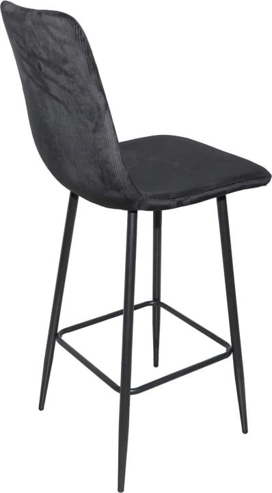 Karrige për bar Grato, material stof i zi, këmbë metalike të zeza, 43.5x55x114cm