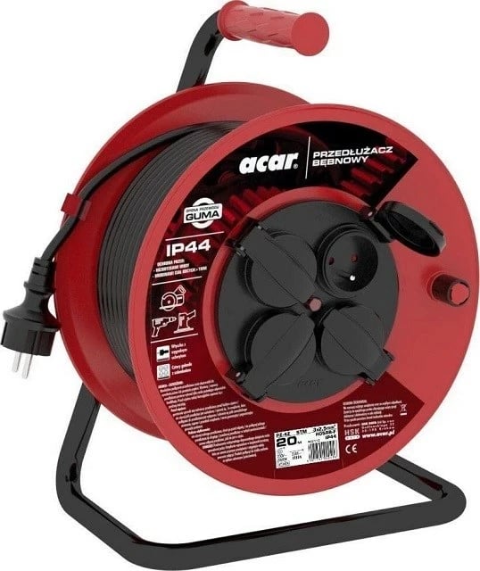 Kabllo zgjatues Acar PZ-4Z/STM, 20M, IP44, 4 vende, e zezë