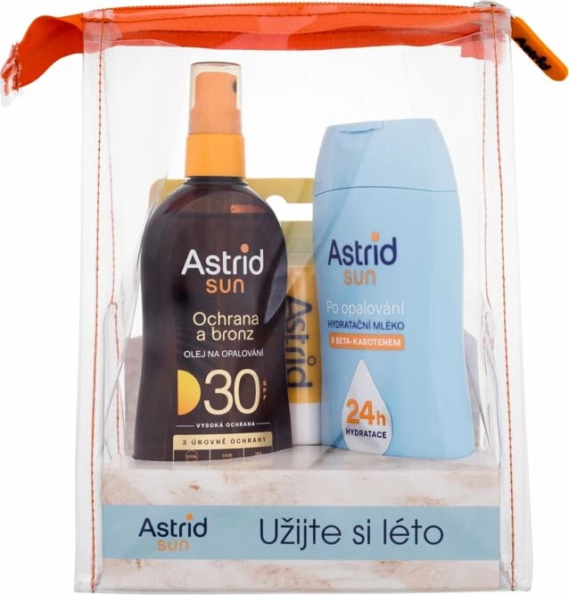 Set kujdesi ndaj diellit Astrid Sun Oil Spray SPF30 200ml + After Sun Lotion 200ml + Coconut Lip Balm SPF25 4.8g