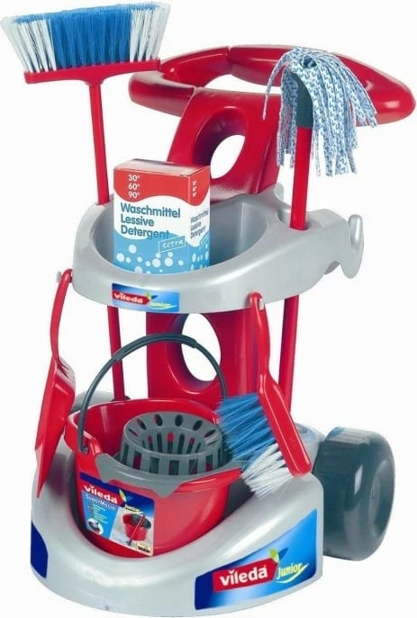 Karrocë lodër për pastrim Klein Vileda Cleaning Cart 2, me aksesorë, Gri/E kuqe, set