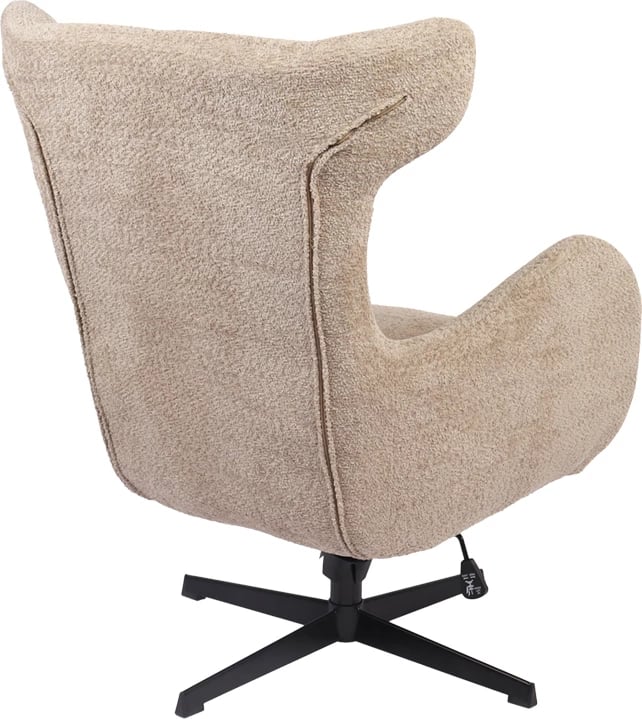 Karrige rrotulluese Zefrina, material bezhë, bazë e zezë, 82x77x99cm